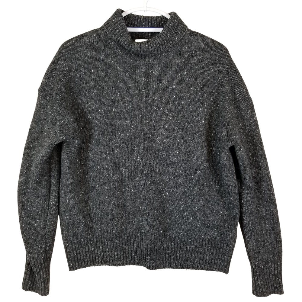 Vince Sweater Women XS Charcoal Grey Wool‎ Alpaca Mock Neck Speckled Knit